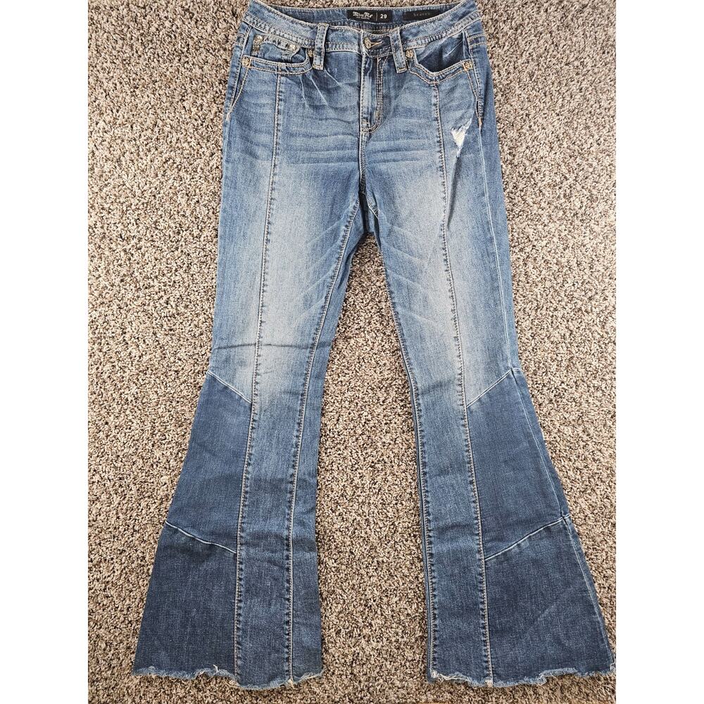 Miss Me Two-Tone Blue Flared Jeans